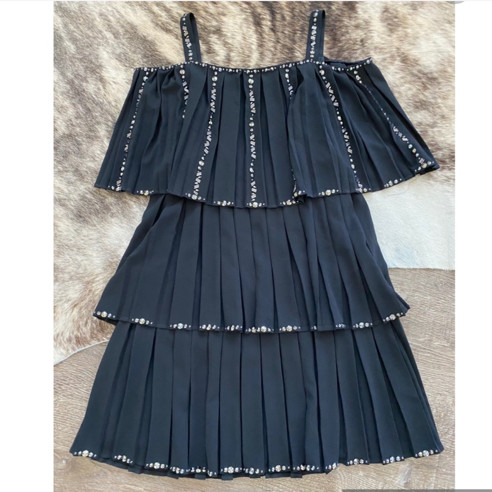 New Ted Baker Embellished Pleated Tiered Dress - Picture 3 of 15